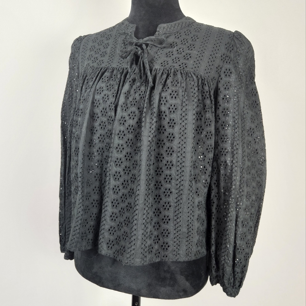 MADEWELL black cotton eyelet shirt